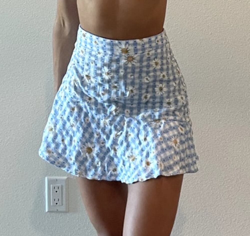 Gingham Blue Mini Skirt